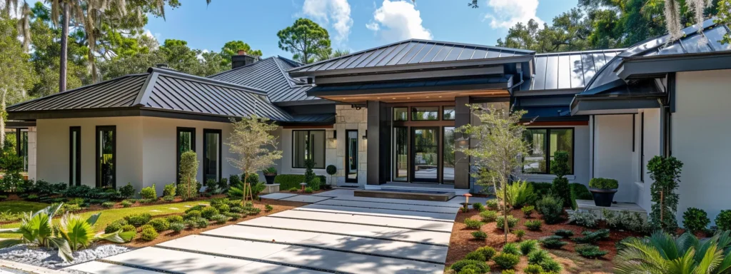 a sleek, modern metal roof glistening under the jacksonville sun, adding a touch of sophistication to a beautiful home.